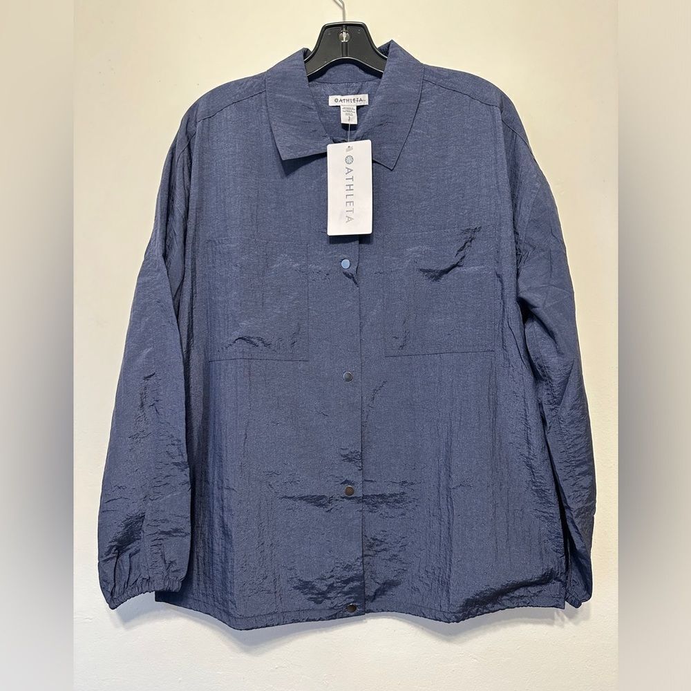 Athleta Women's Sheen Gray lightweight nylon Wind, Rain  Jacket Shirt Sz M, NWT - Picture 6 of 12